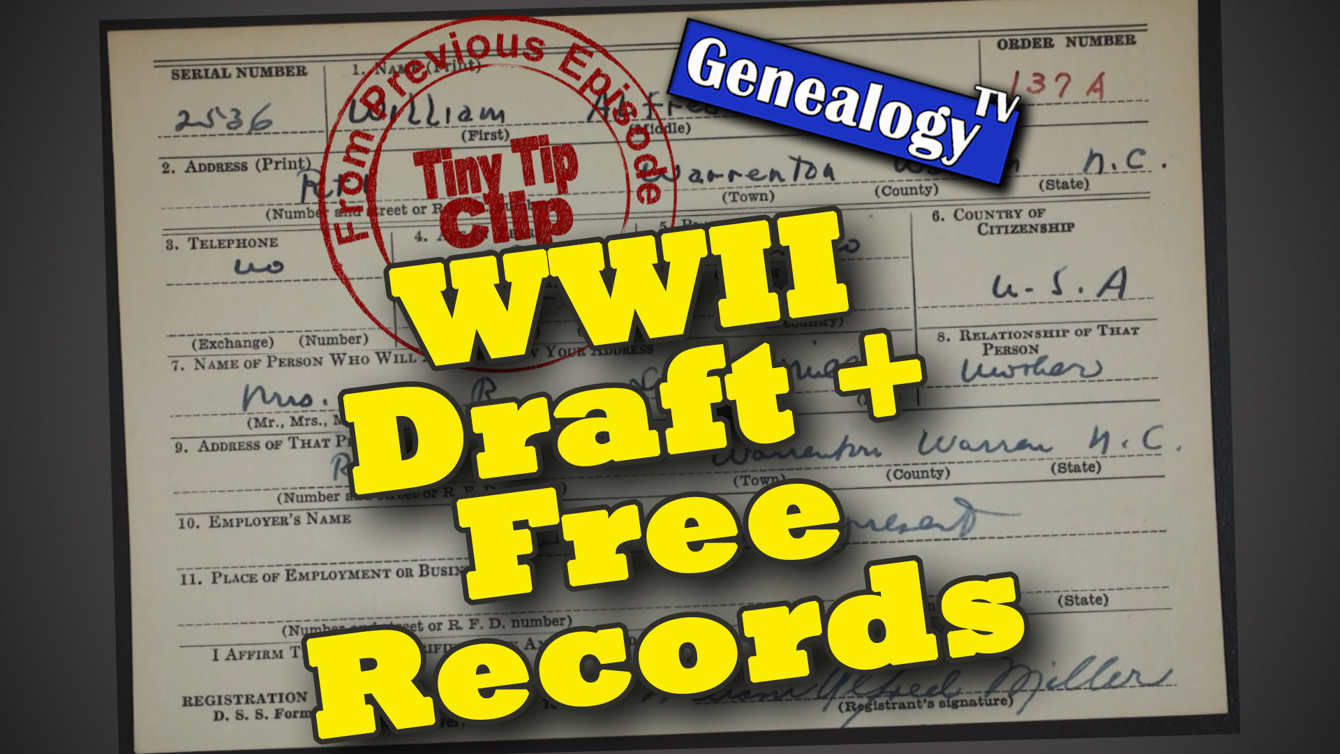 U.S. WWII Draft Registration, Free Records on Ancestry: Tiny Tip Clips